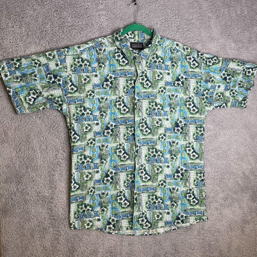 Vintage Maxx FM Hawaiian Shirt Mens XL Aloha Button Up
